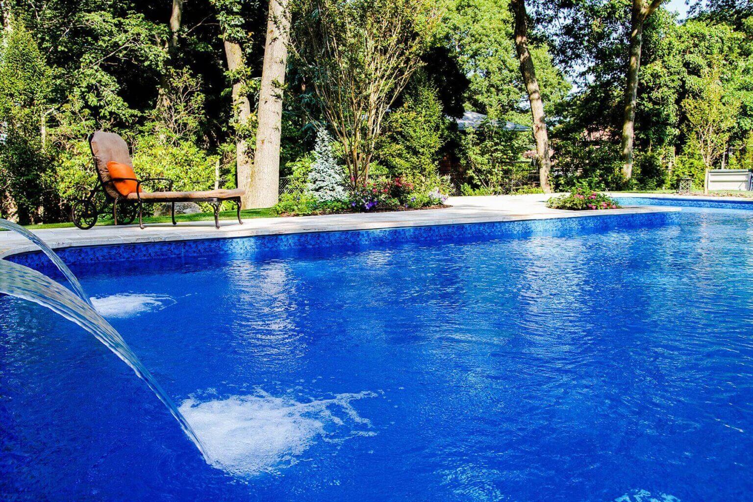 Blue pool landscaping