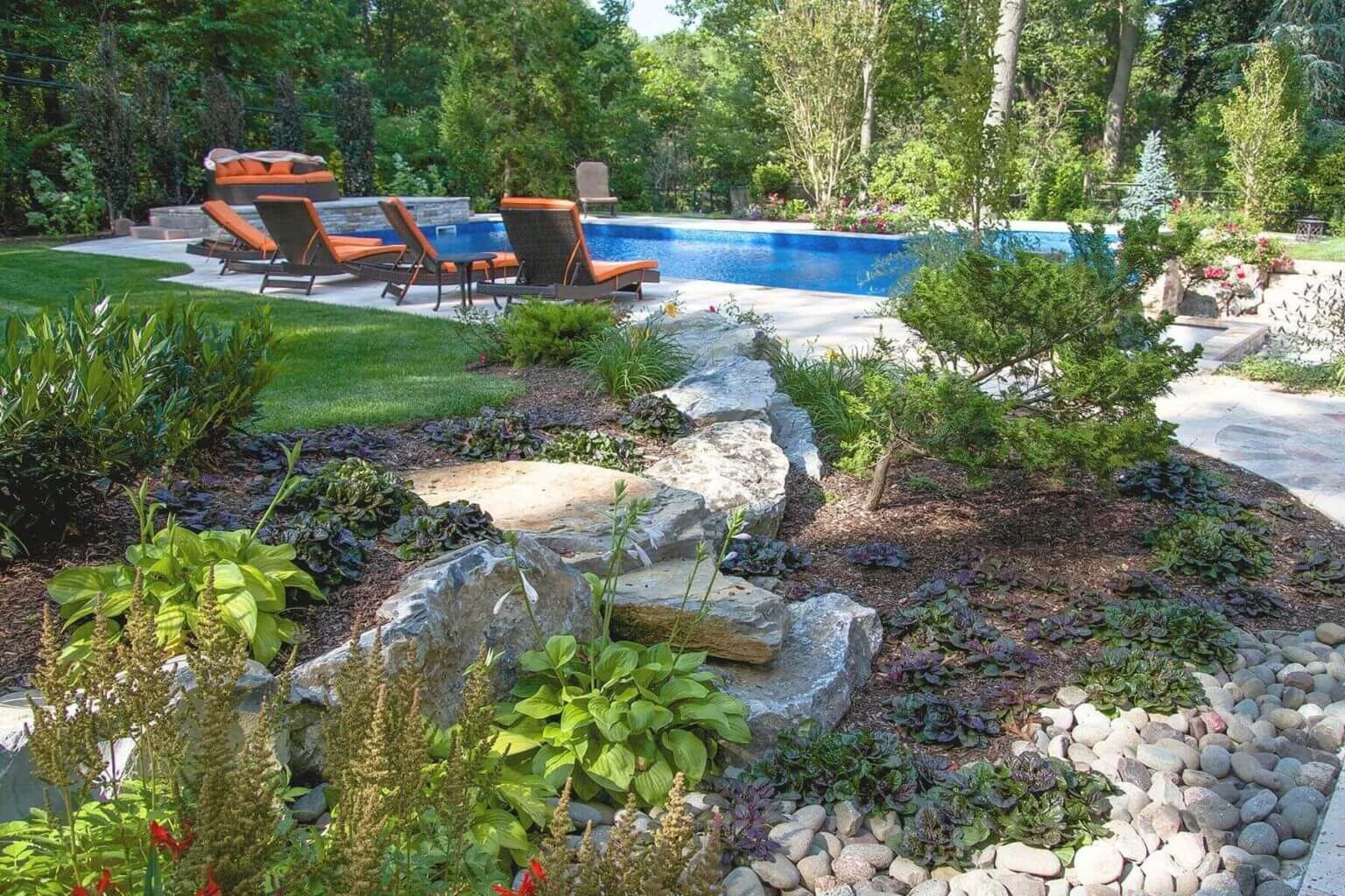Bushes by pool