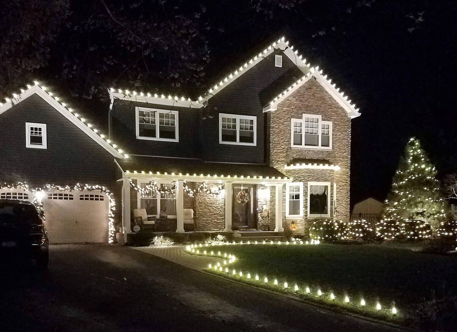 Custom holiday lighting displays for homes and commercial properties