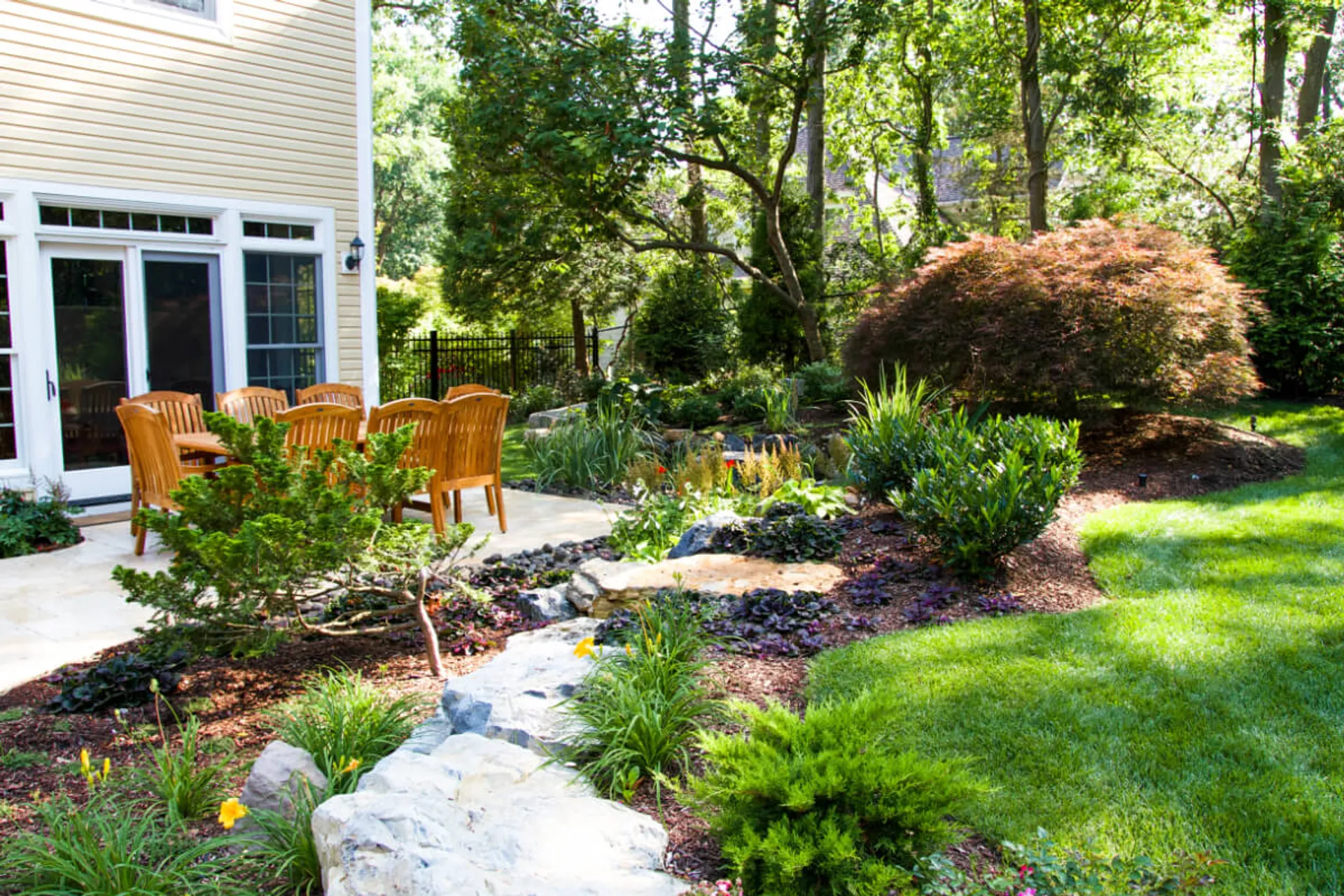 Stunning landscape design with lush plantings