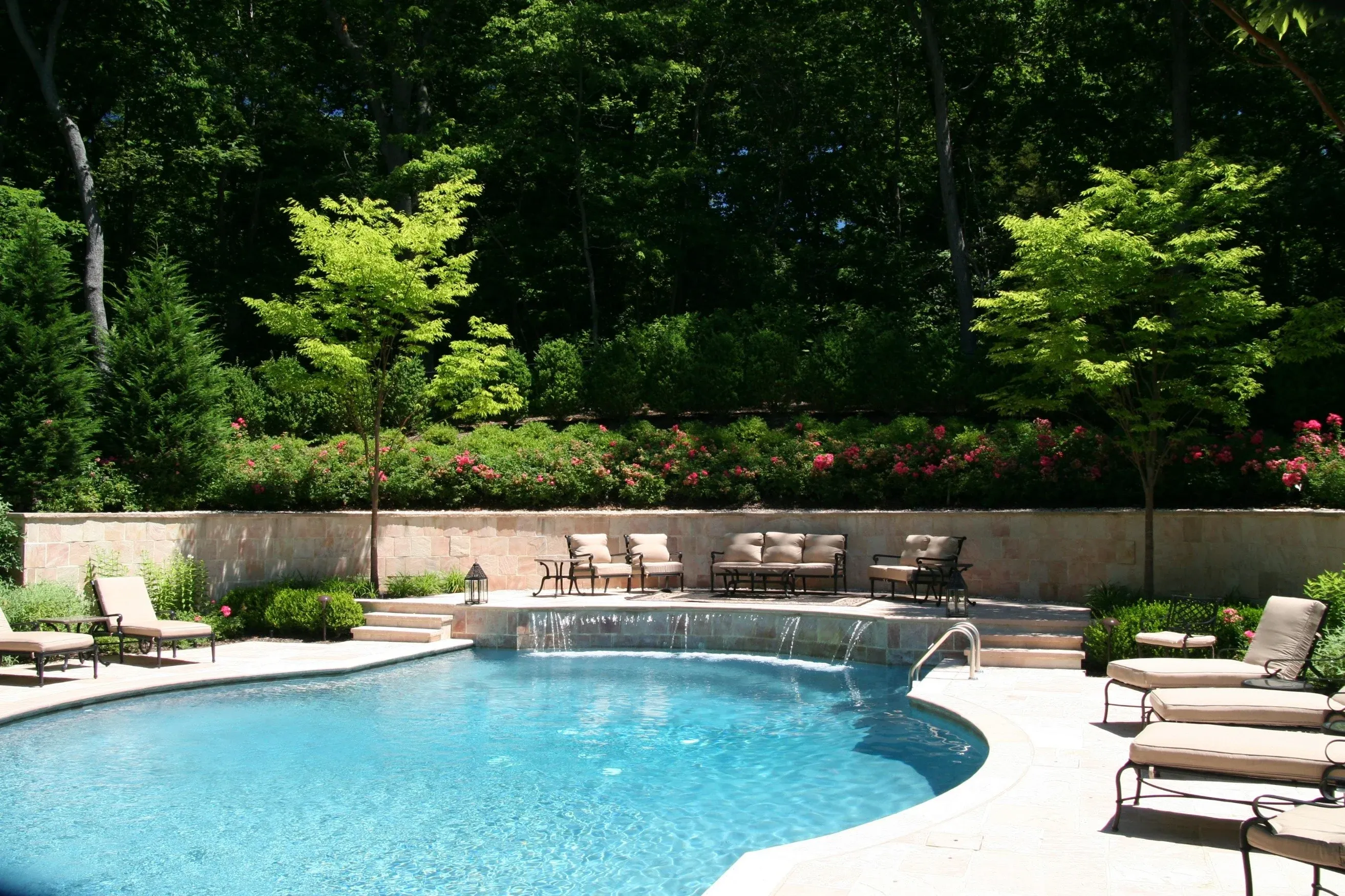 Blue pool landscaping
